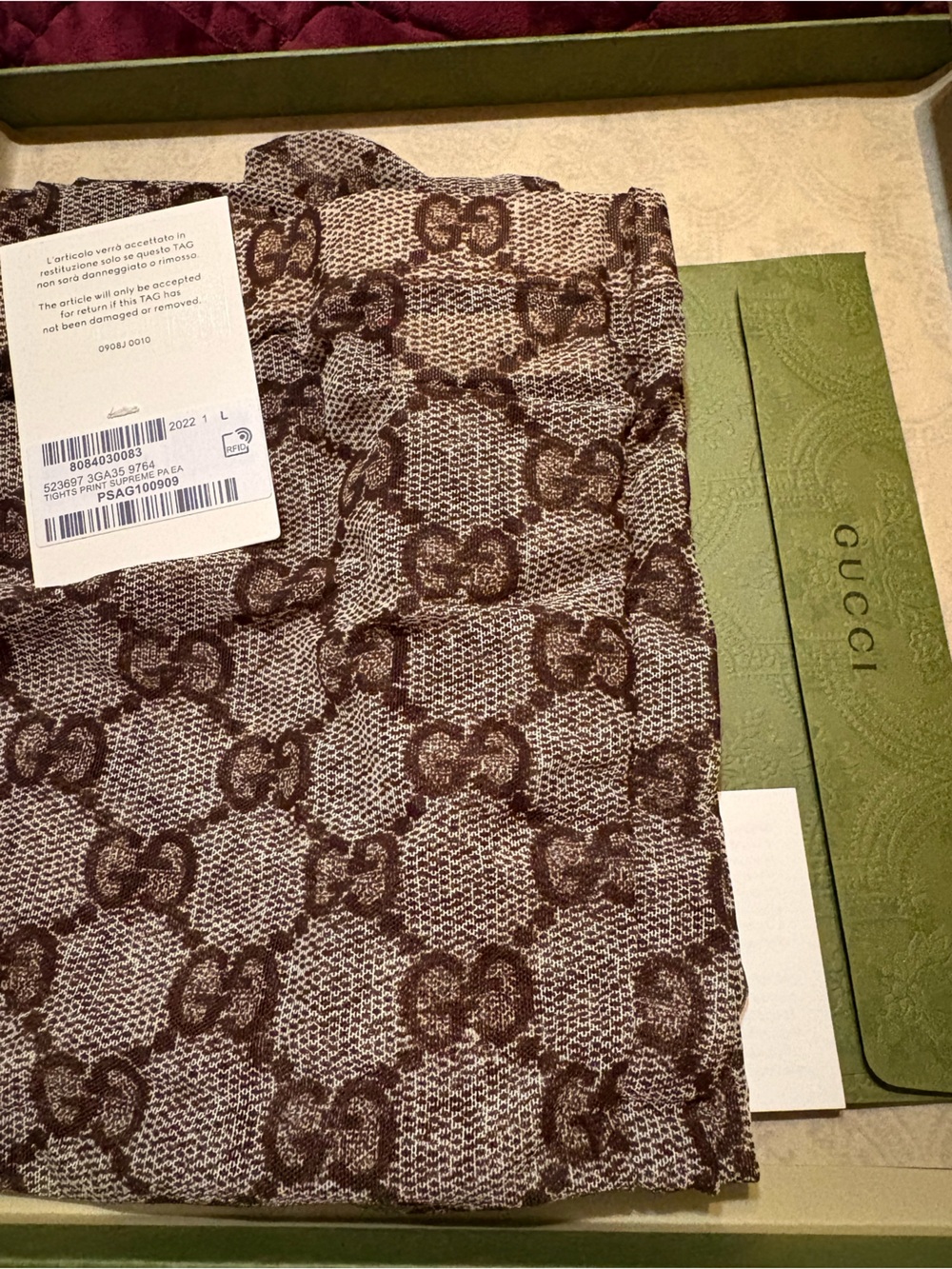 Gucci Brown Monogram Knit Tights (LG) - Picture 5 of 5